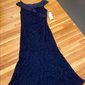 Decode 1.8 Womens Gown Dress Blue Maxi Sleeveless Lace Glittered V Neck 16 New